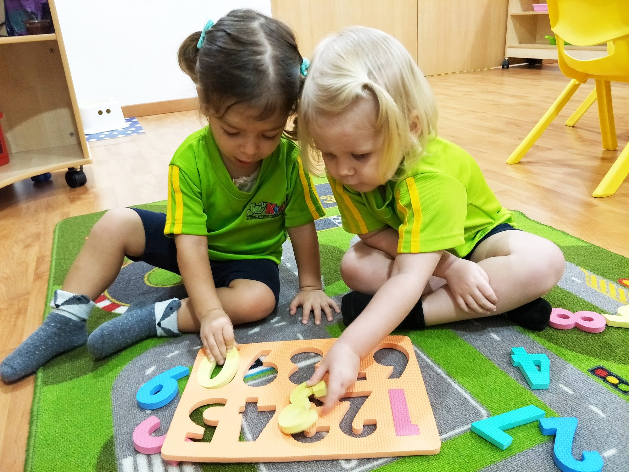 Preschool kids number puzzle 2 at JoyKids International Preschool, Bandar Utama